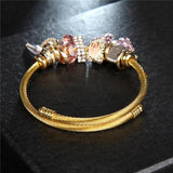 Stainless Steel Butterfly Charms Wire Cable Bracelet