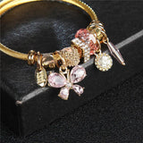 Stainless Steel Butterfly Charms Wire Cable Bracelet