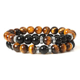 2Pcs Natural Tiger Eye Stone Couples Bracelets - Yoga Jewelry Gift