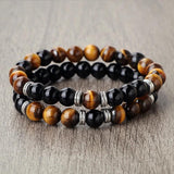 2Pcs Natural Tiger Eye Stone Couples Bracelets - Yoga Jewelry Gift