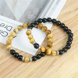 2Pcs Natural Tiger Eye Stone Couples Bracelets - Yoga Jewelry Gift