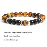2Pcs Natural Tiger Eye Stone Couples Bracelets - Yoga Jewelry Gift