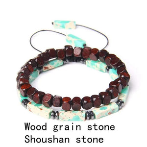 Natural Stone Braided Bracelet Set Lapis Lazuli Shoushan Bangle Jewelry