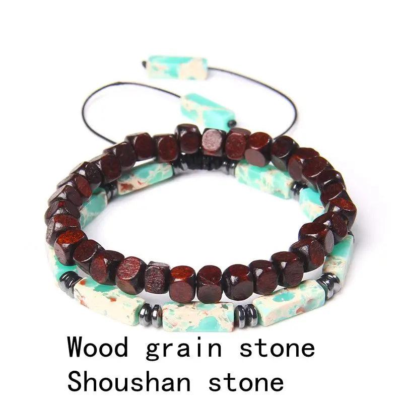 Natural Stone Braided Bracelet Set Lapis Lazuli Shoushan Bangle Jewelry