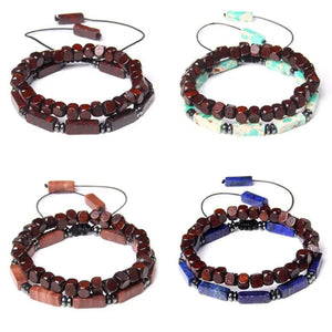 Natural Stone Braided Bracelet Set Lapis Lazuli Shoushan Bangle Jewelry