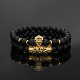 Men's Beaded Bracelet Natural Stone Cz Cross Warrior Shield Couple Bracelets