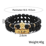 Men's Beaded Bracelet Natural Stone Cz Cross Warrior Shield Couple Bracelets