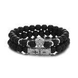 Men's Beaded Bracelet Natural Stone Cz Cross Warrior Shield Couple Bracelets