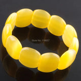 Yellow Opal Gem Stone Beads Stretch Bracelet 7 Inches Charm