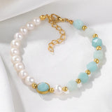 Amethysts Stone Bracelet with Freshwater Pearl Chain for Women