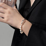 Baroque Freshwater Pearl Bracelet With Silver Texture OL N528