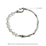 Baroque Freshwater Pearl Bracelet With Silver Texture OL N528