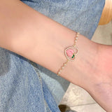 Pink Opal Peach Bracelet Pearl Beads Bangle Party Jewelry