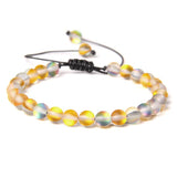 6MM Crystal Moonstone Bracelet Matte Mermaid Glass Beaded Braided Wristband