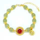 Vintage Red Agate Maple Leaf Double Bracelet Women's Jewelry