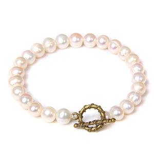 7-8MM Freshwater Pearl Bangles Chain Baroque Potato Pearls Bracelets