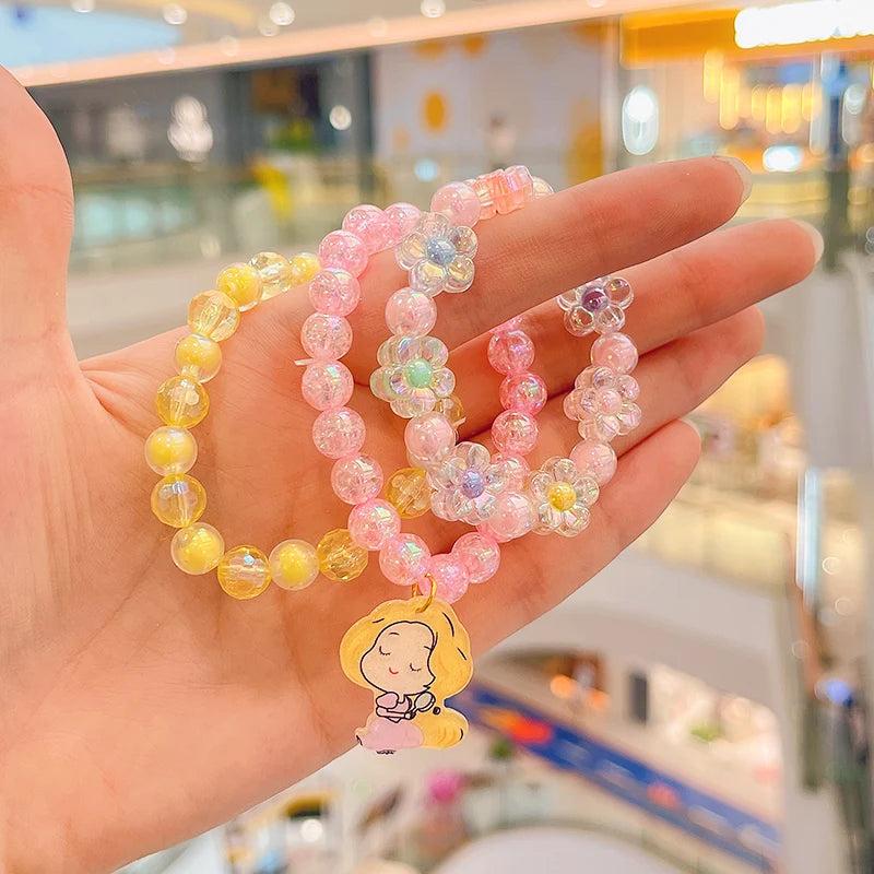 3Pcs Girls Cartoon Wood Beads Bracelets Children Animal Fruits Kids Party Gift