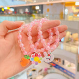 3Pcs Girls Cartoon Wood Beads Bracelets Children Animal Fruits Kids Party Gift