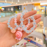 3Pcs Girls Cartoon Wood Beads Bracelets Children Animal Fruits Kids Party Gift