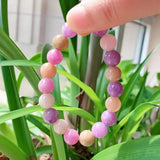 10mm Mixed Jades Colorful Stone Bracelet Women Crystal Chalcedony