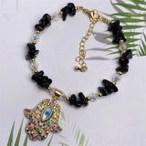 Natural Tourmaline Aquamarine Bead Pendant Bracelet