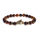 Leopard Men Bracelets 8mm Tiger Eye Stone Chakra Bracelet Men Jewelry