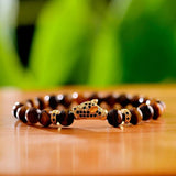 Leopard Men Bracelets 8mm Tiger Eye Stone Chakra Bracelet Men Jewelry