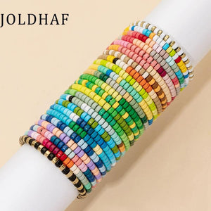 Colorful Beaded Bracelets Bohemian Elastic Beads Bangle For Women