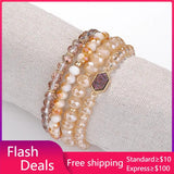 Hexagon Druzy Glass Crystal Beads Bracelet Women Jewelry Gift