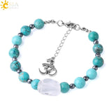 CSJA Turquoise Bead Bracelet Yoga 3D Charms Adjustable Chain Bangle F732