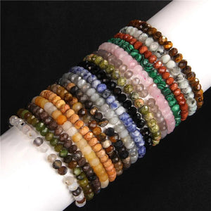 4x6mm Tiger Eye Malachite Stone Beaded Bracelet