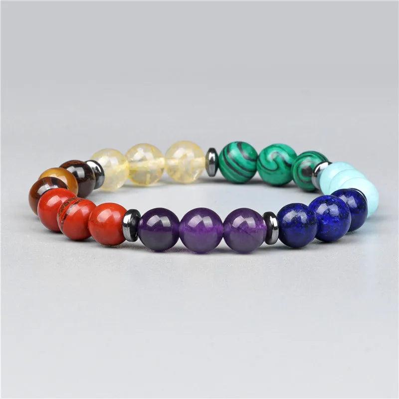 Prayer Reiki 7 Chakra Stone Bracelet Healing Balance Yoga Jewelry