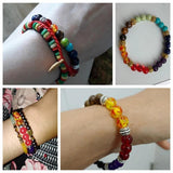 Prayer Reiki 7 Chakra Stone Bracelet Healing Balance Yoga Jewelry