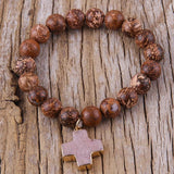 RH Beads Cross Charm Bracelets Natural Stones Beaded Bracelets Women Jewelry
