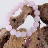RH Beads Cross Charm Bracelets Natural Stones Beaded Bracelets Women Jewelry