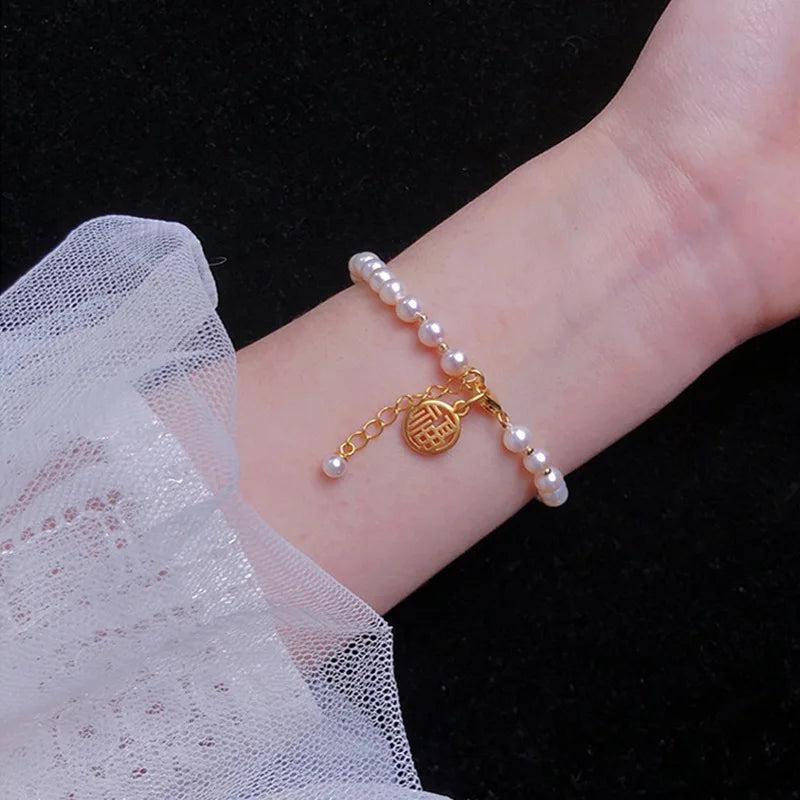 Vintage Silver Pearl Bracelet for Women