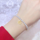 Vintage Silver Pearl Bracelet for Women