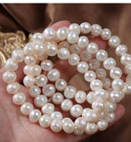 Baroque Pearl Charm Bracelet 8-9mm Elastic Bangle