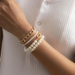 Bohemian Mixed Pearl Small Round Bead Bracelet Set
