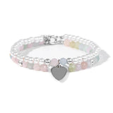 Amazonite 4MM Stone Bead Bracelets Heart Charm Set Female Jewelry