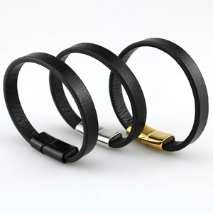 Leather Rope Punk Style DIY Jewelry Stainless Steel Button Gift