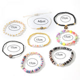 8 Pcs/Set Hand Braided Rope Flower Heart Evil Eye Grape Pearl Bracelet