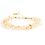 Citrine Garnet Stone Beads Bracelet, 18K Plated Hand Chain