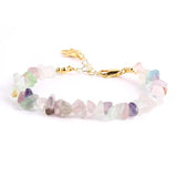 Citrine Garnet Stone Beads Bracelet, 18K Plated Hand Chain
