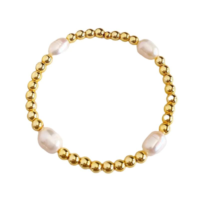 KKBEAD Plated Beads Stretch Bracelet Jewelry Women Natural Pearl Bracelets