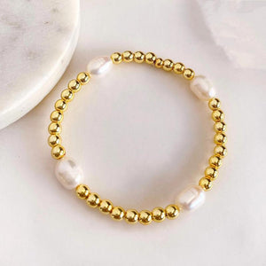 KKBEAD Plated Beads Stretch Bracelet Jewelry Women Natural Pearl Bracelets