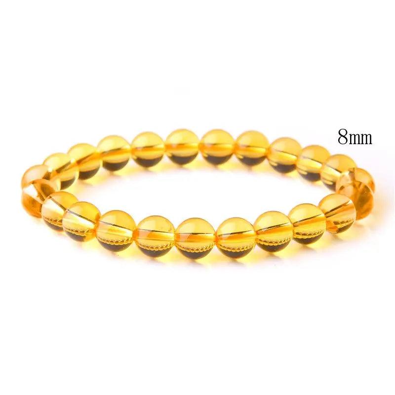 Yellow Quartz Bracelet 8mm Natural Stone Beaded Bangles