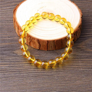 Yellow Quartz Bracelet 8mm Natural Stone Beaded Bangles