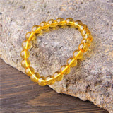 Yellow Quartz Bracelet 8mm Natural Stone Beaded Bangles
