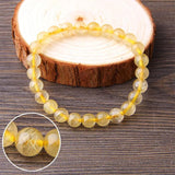 Yellow Quartz Bracelet 8mm Natural Stone Beaded Bangles